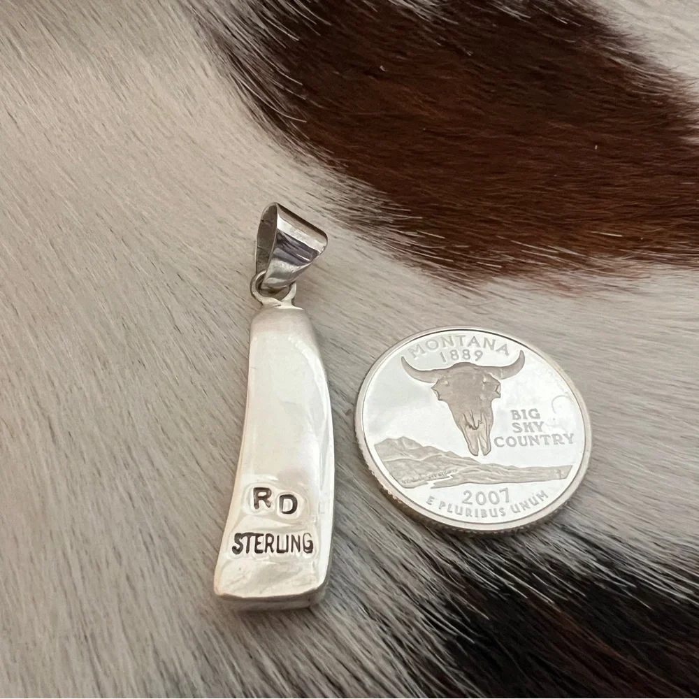 ❤️ Signed “RD” Native Zuni Inlaid Galaxy Sterling Kachina Cosmic Pendant 1.71”L - Picture 8 of 14